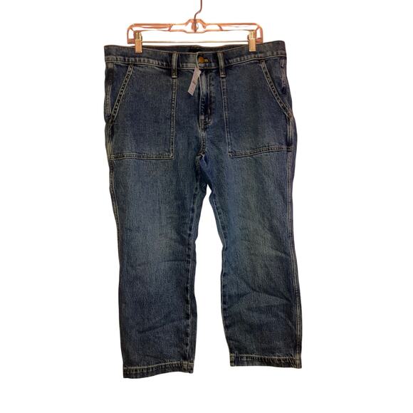 NWT J.Crew Factory Straight Leg Jeans Size 32 Petite Blue Denim - Picture 1 of 6